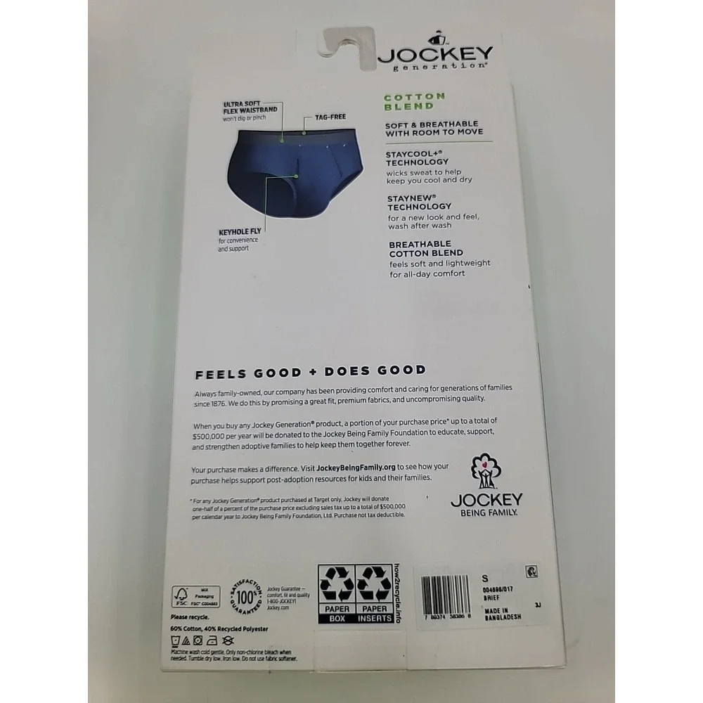 Jockey‎ Generation Light Cotton Blend Briefs Underwear Mens Sz Small 4 Pair NIB